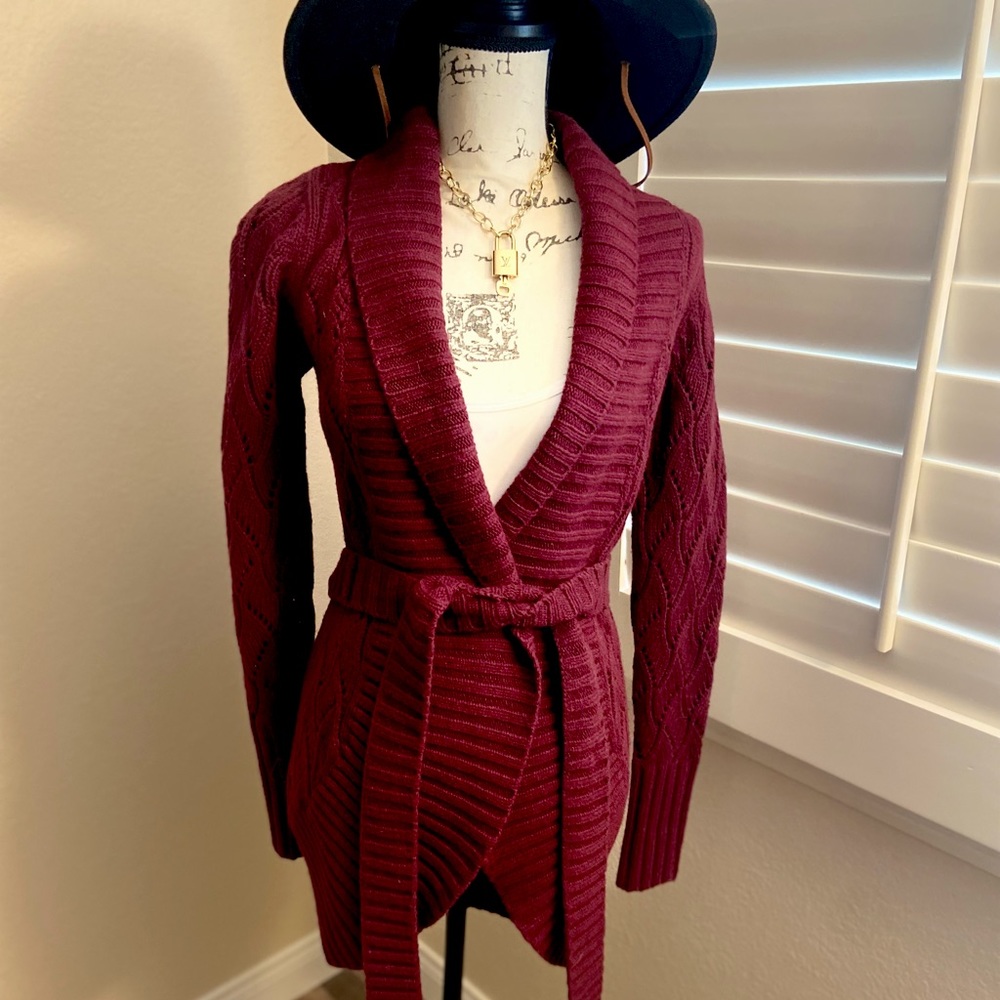 Halogen beautiful burgundy wrap sweater